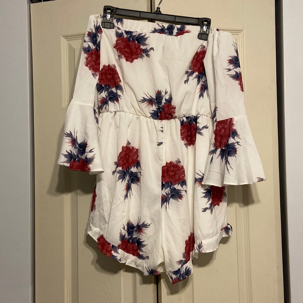 Off Shoulder Floral Romper